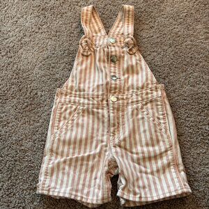 Mila & Rose Pink & White Striped Girls Overall w Silver Snaps & Pockets

Size 7